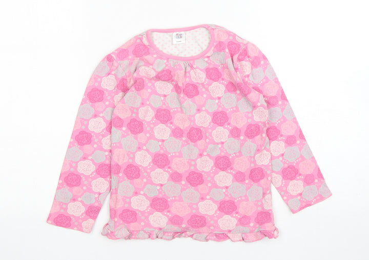 Mini Club Girls Pink Geometric Cotton Basic T-Shirt Size 5-6 Years Round Neck