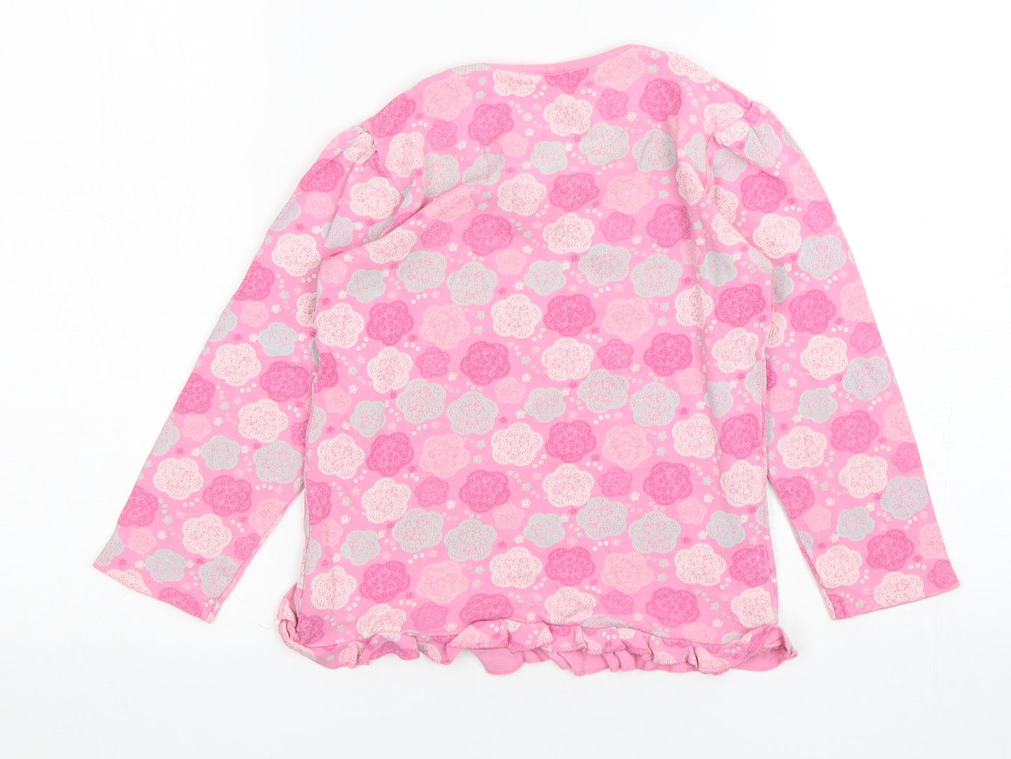 Mini Club Girls Pink Geometric Cotton Basic T-Shirt Size 5-6 Years Round Neck