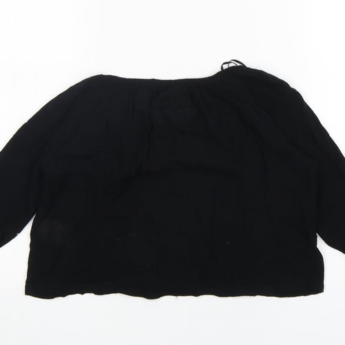 Miss E-vie Girls Black  Viscose Basic Blouse Size 7 Years V-Neck