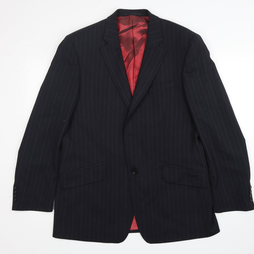Remus  Mens Blue Striped Wool Jacket Suit Jacket