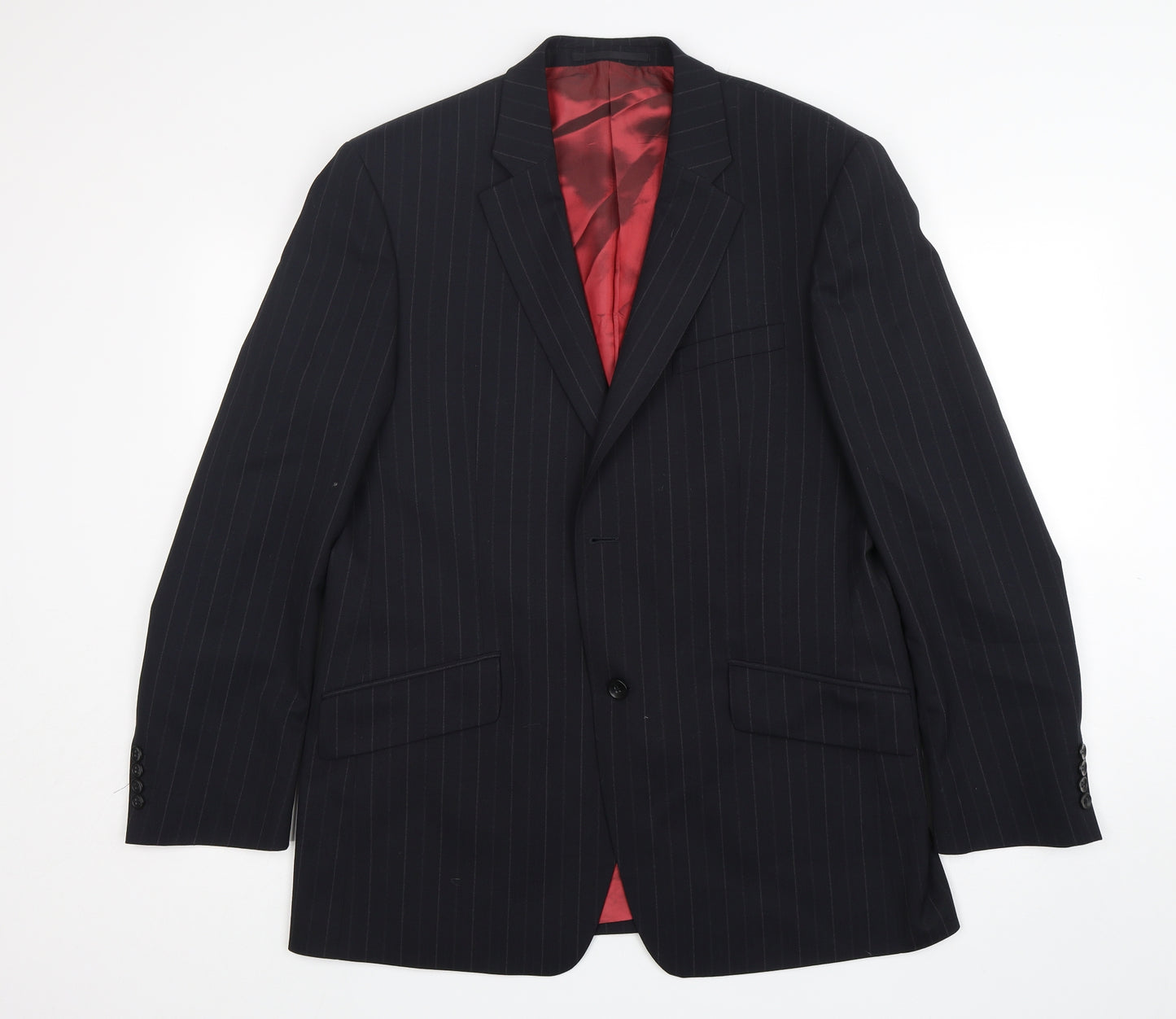 Remus  Mens Blue Striped Wool Jacket Suit Jacket