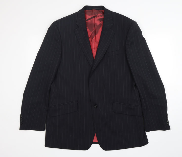 Remus  Mens Blue Striped Wool Jacket Suit Jacket