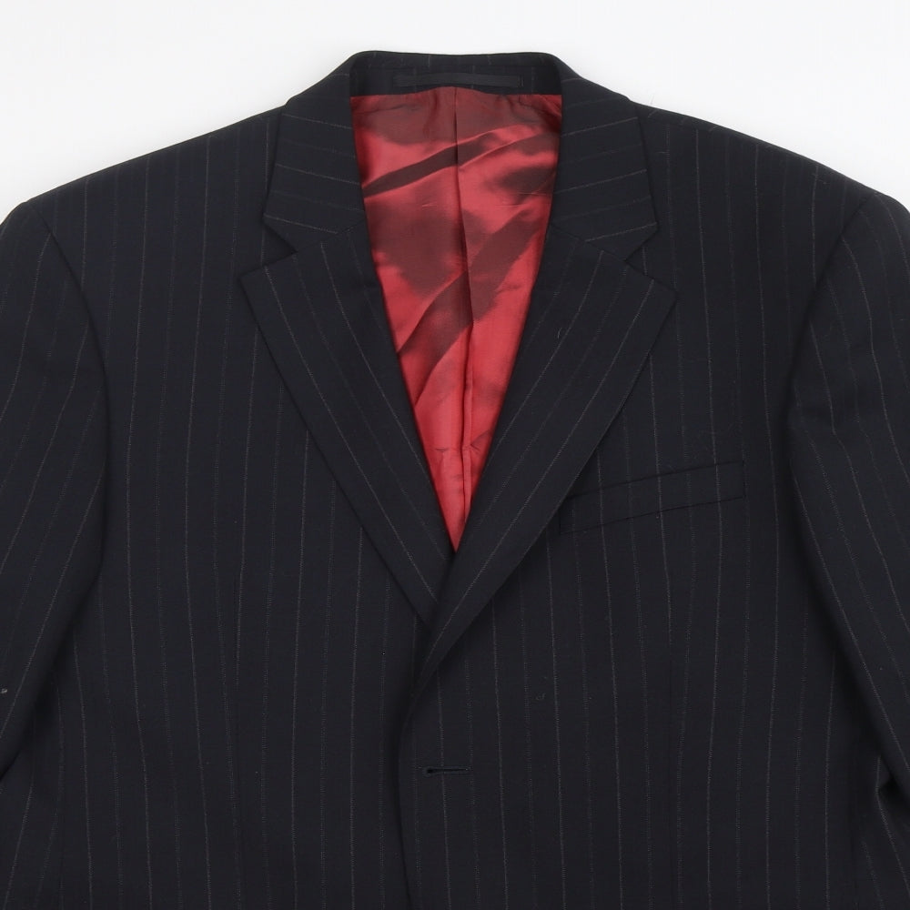 Remus  Mens Blue Striped Wool Jacket Suit Jacket