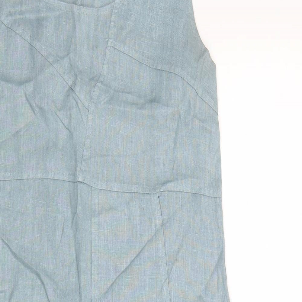 The Santonini Collection  Womens Green  Linen A-Line  Size M  Round Neck