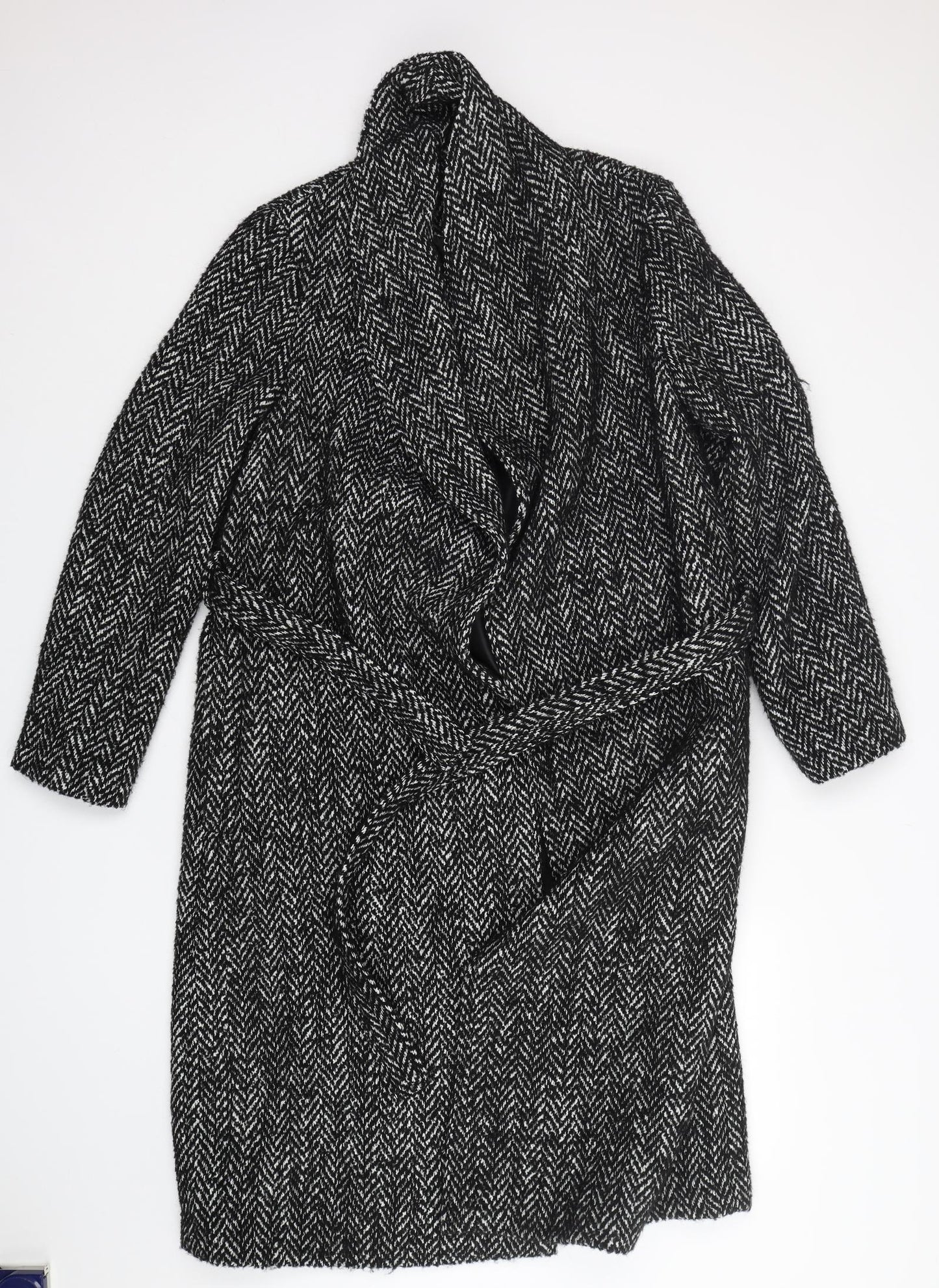 New Look Womens Multicoloured Herringbone  Overcoat Coat Size 14