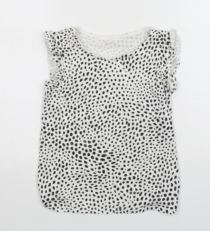 TU Girls Multicoloured Animal Print Cotton Basic T-Shirt Size 10 Years Round Neck