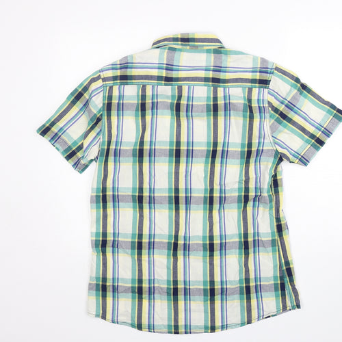 EAST Mens Multicoloured Plaid Cotton  Button-Up Size M Collared
