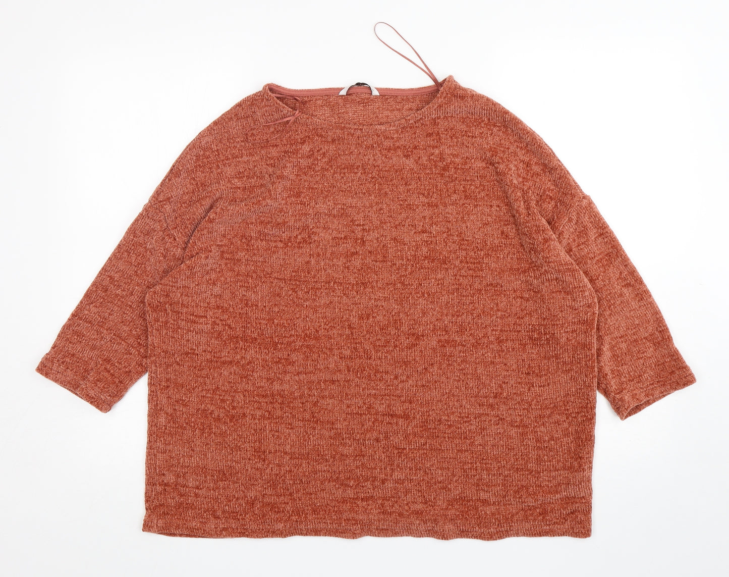 TU Womens Orange Round Neck  Acrylic Pullover Jumper Size 20