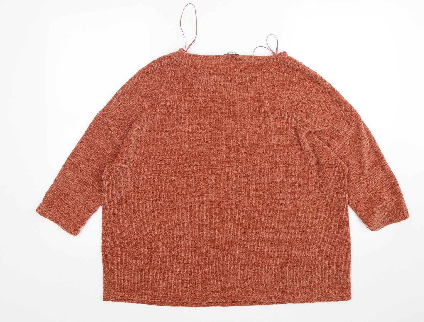 TU Womens Orange Round Neck  Acrylic Pullover Jumper Size 20