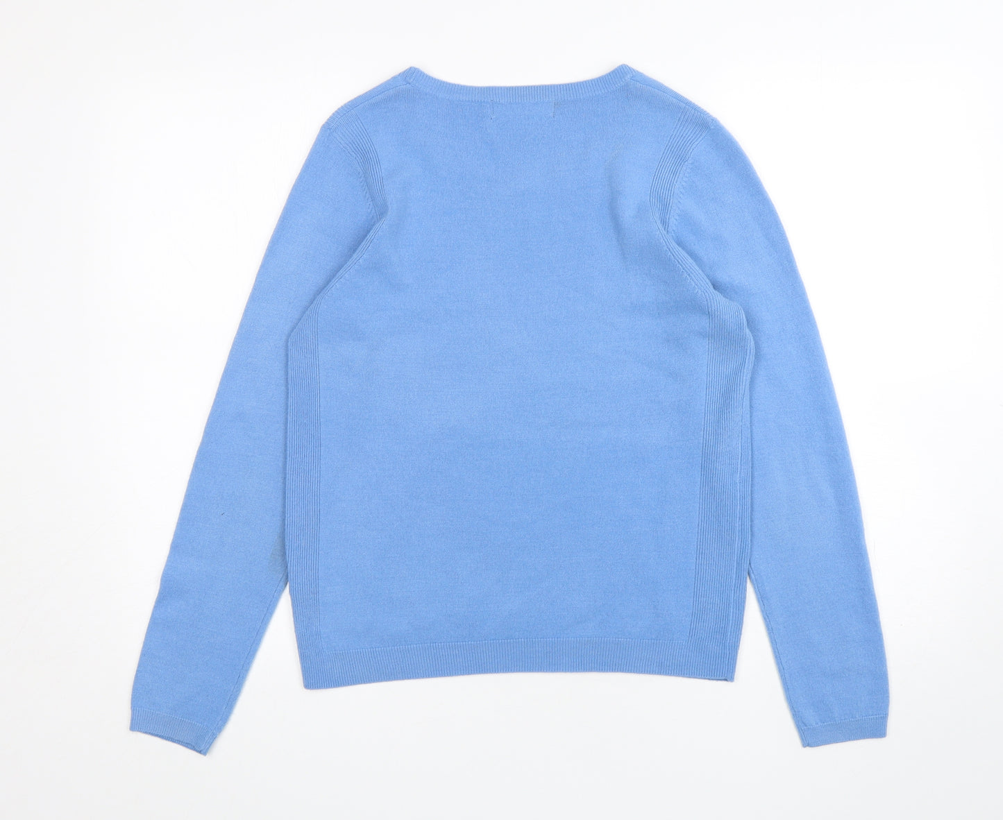 M&S Womens Blue Round Neck  Acrylic Pullover Jumper Size 10
