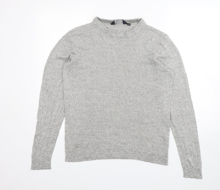 Kensington Mens Grey Mock Neck Acrylic Pullover Jumper Size M