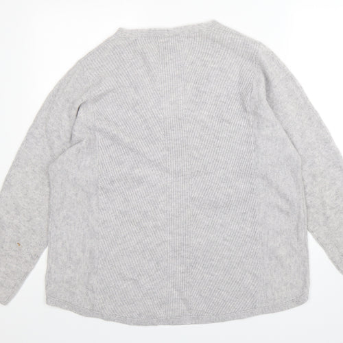 Pure Womens Grey V-Neck  Cashmere Pullover Jumper Size 18