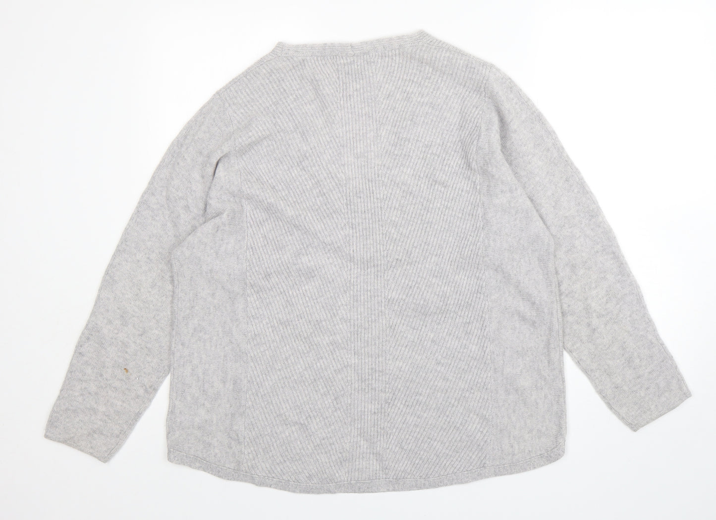 Pure Womens Grey V-Neck  Cashmere Pullover Jumper Size 18