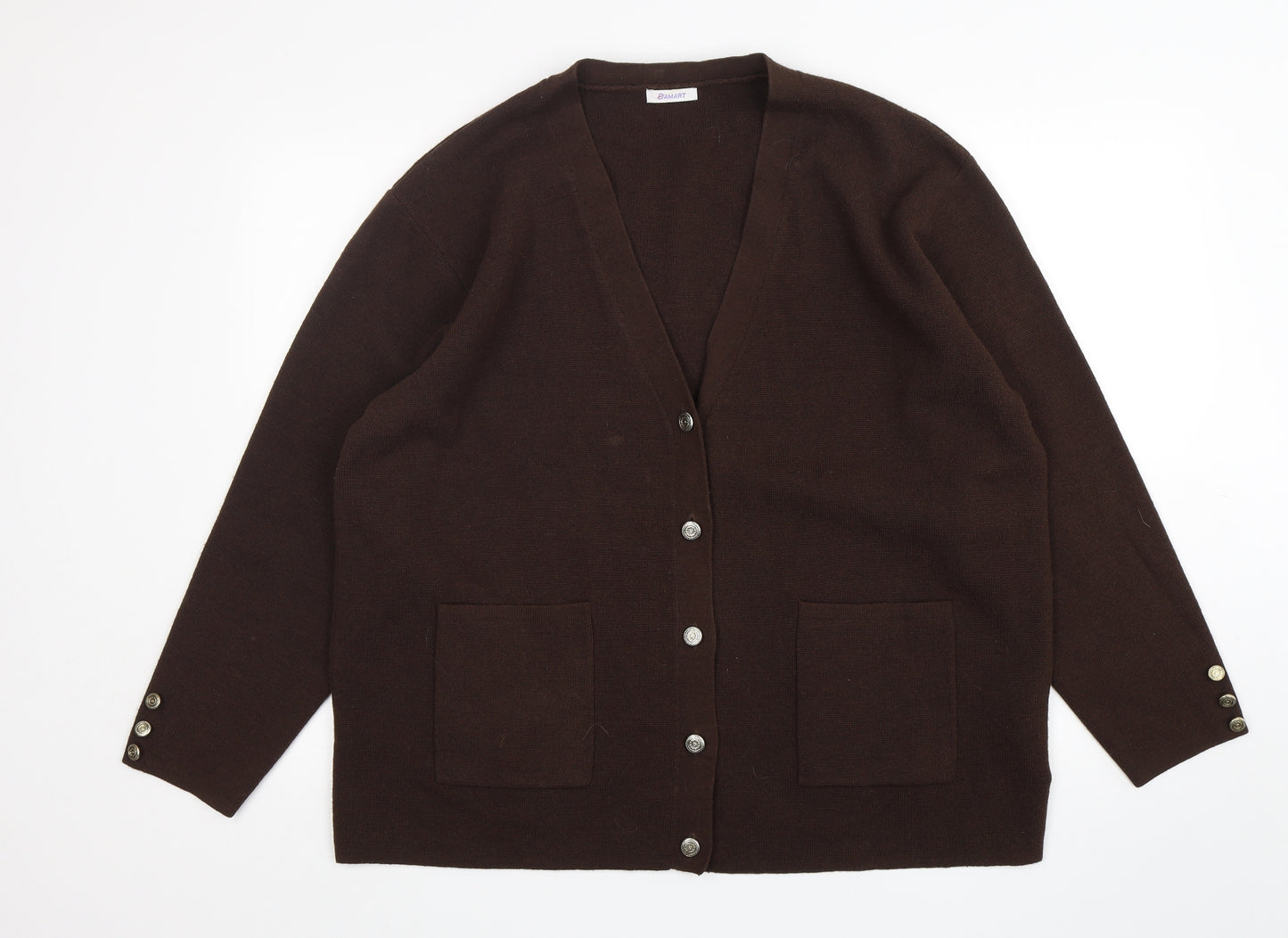 Damart Womens Brown V-Neck  Acrylic Cardigan Jumper Size 22