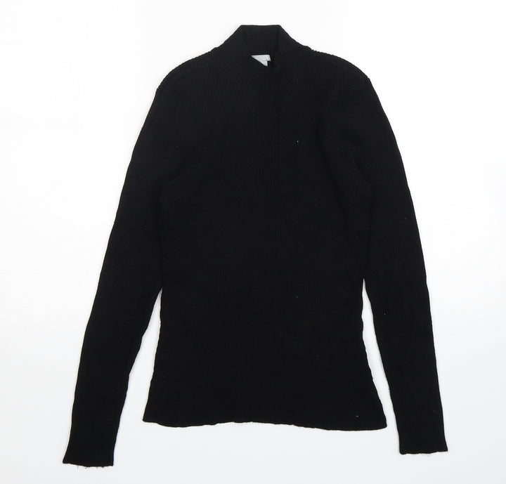 H&M Womens Black Mock Neck Viscose Pullover Jumper Size M