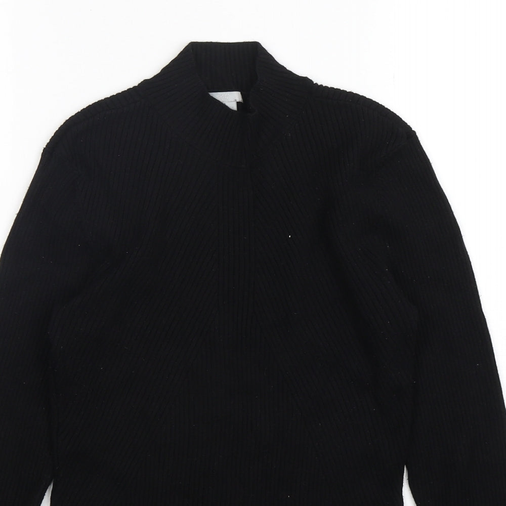 H&M Womens Black Mock Neck  Viscose Pullover Jumper Size M