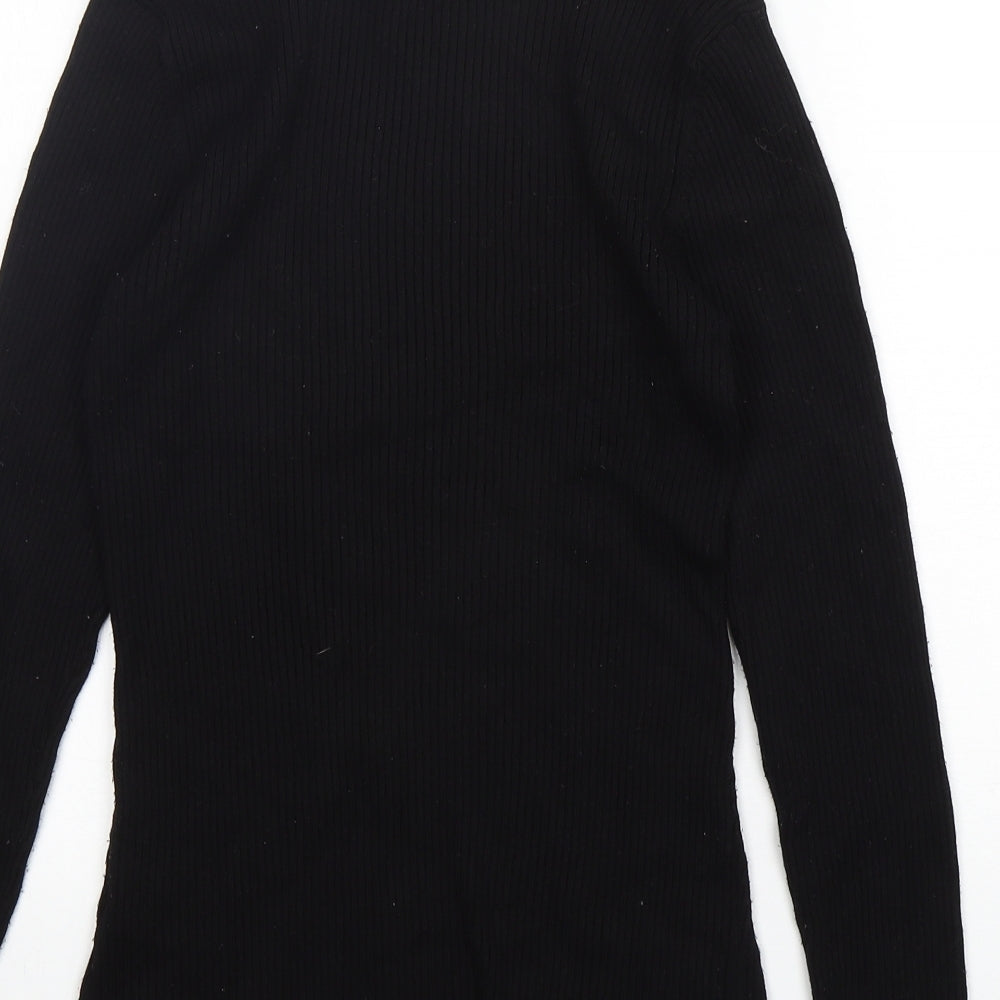 H&M Womens Black Mock Neck  Viscose Pullover Jumper Size M