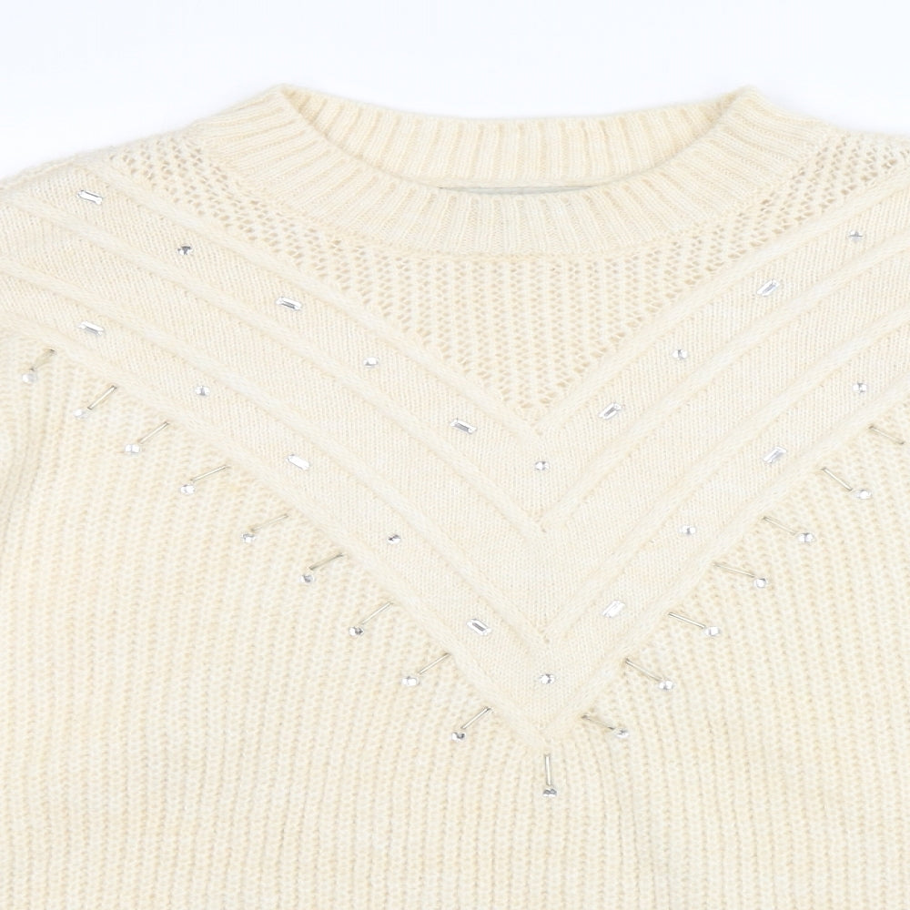 NEXT Womens Beige Round Neck  Acrylic Pullover Jumper Size XL