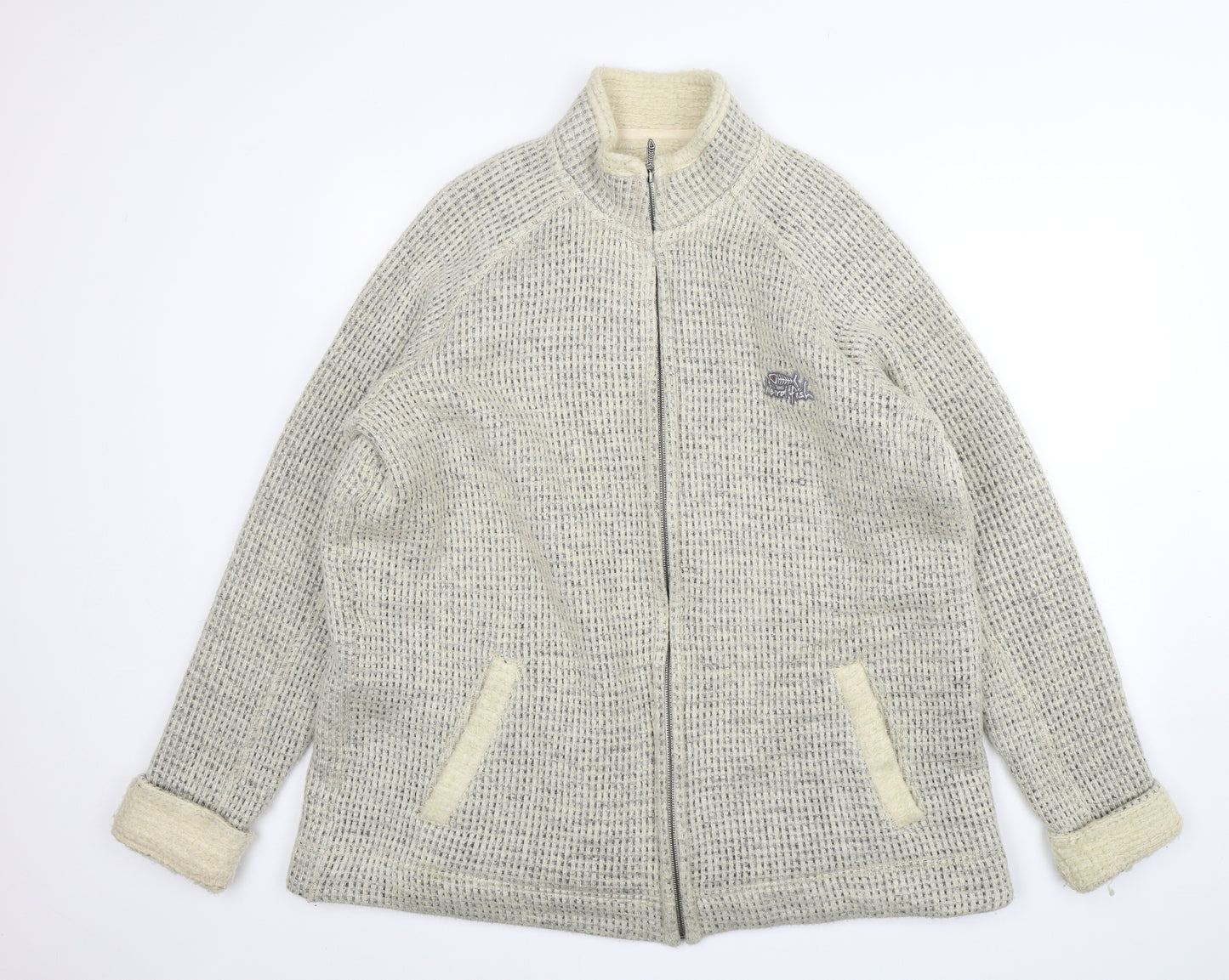 Weird Fish  Mens Beige  Acrylic Full Zip Sweatshirt Size 2XL