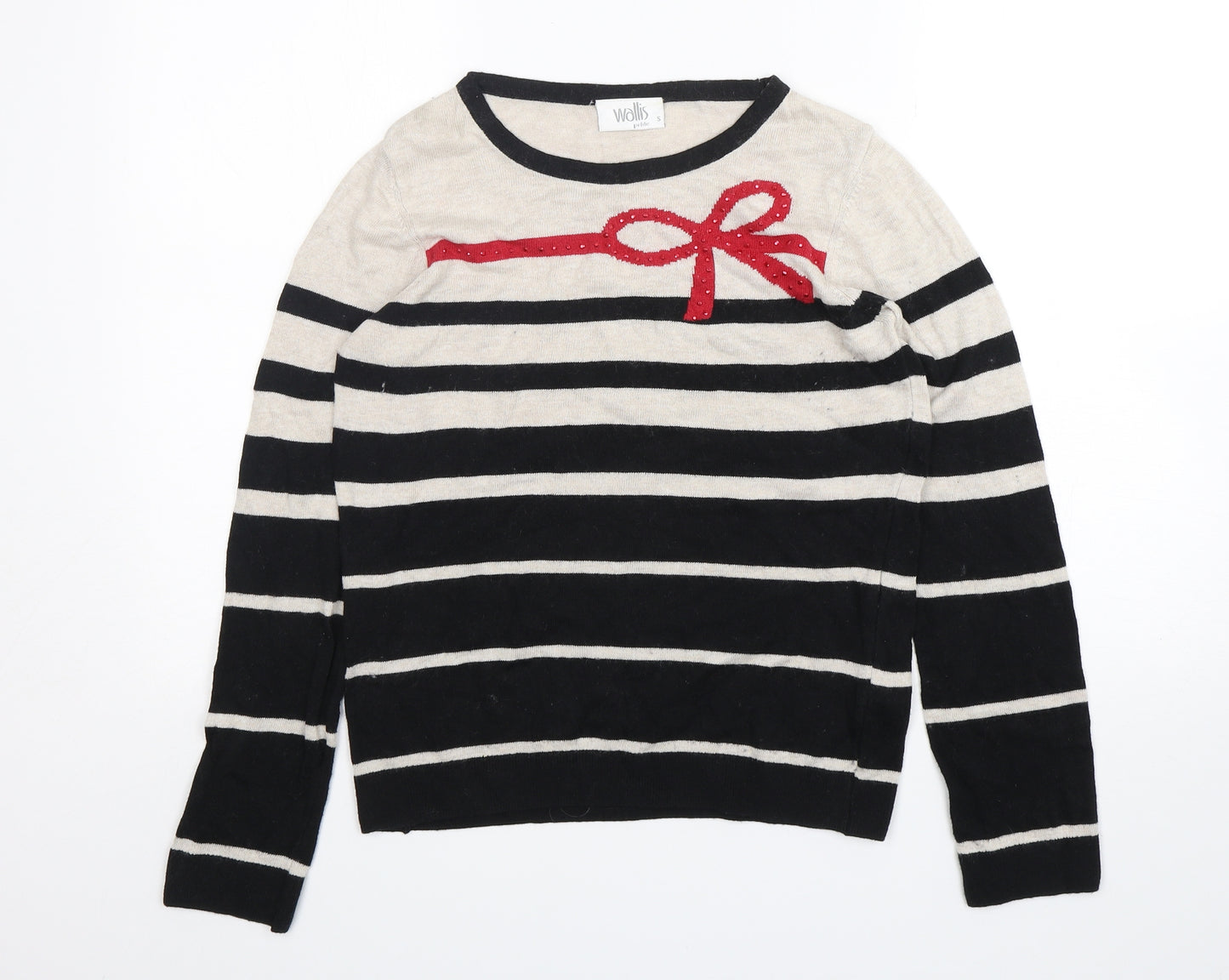 Wallis Womens Multicoloured Round Neck Striped Polyamide Pullover Jumper Size S