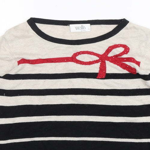 Wallis Womens Multicoloured Round Neck Striped Polyamide Pullover Jumper Size S