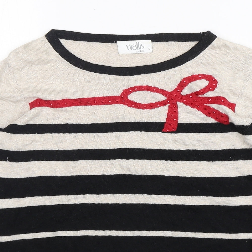 Wallis Womens Multicoloured Round Neck Striped Polyamide Pullover Jumper Size S