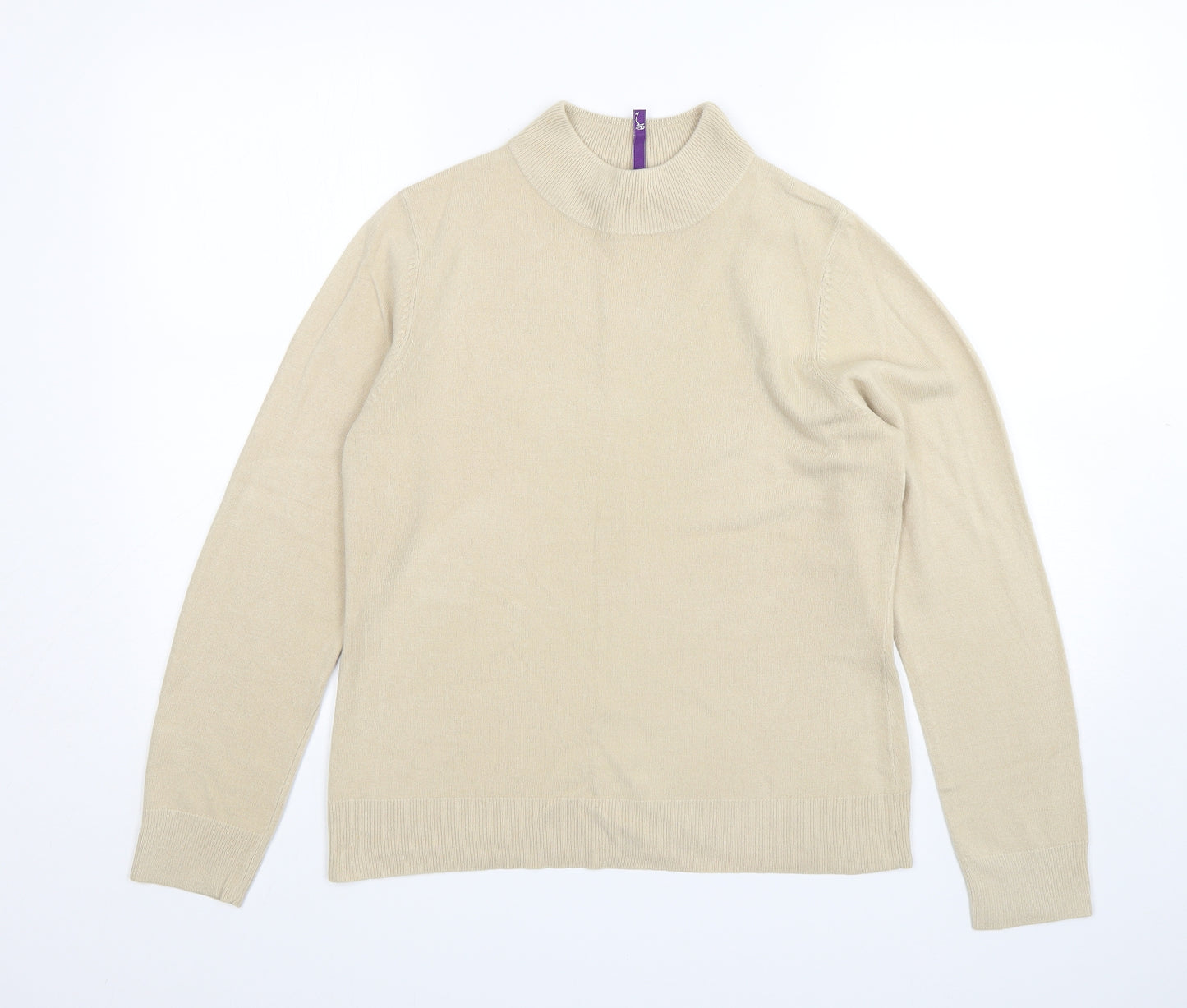 BHS Womens Beige Mock Neck  Acrylic Pullover Jumper Size 14