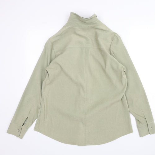 Casual Wear Womens Green  Polyester Basic Button-Up Size 12 Collared