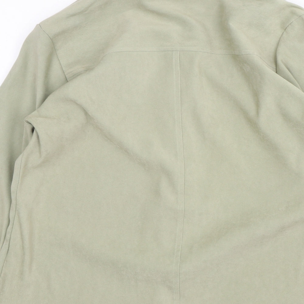 Casual Wear Womens Green  Polyester Basic Button-Up Size 12 Collared