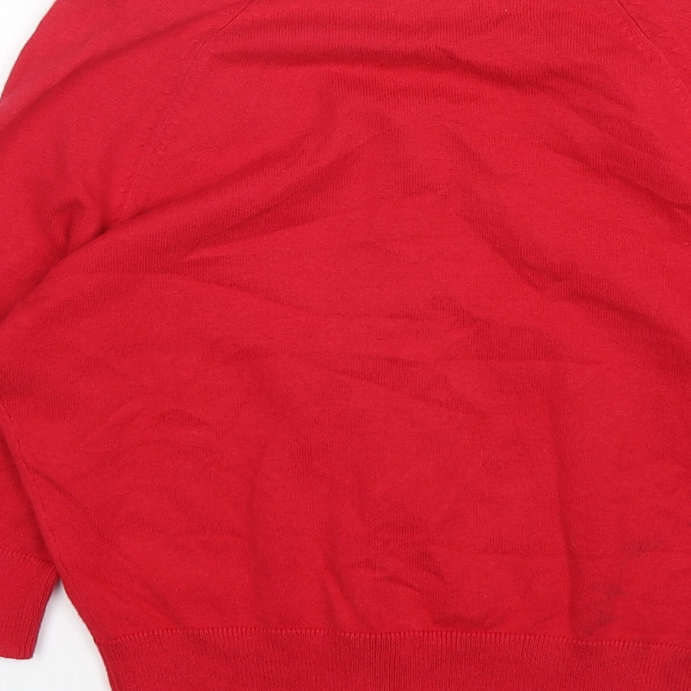 Be Beau Womens Red Round Neck  Cotton Cardigan Jumper Size 10