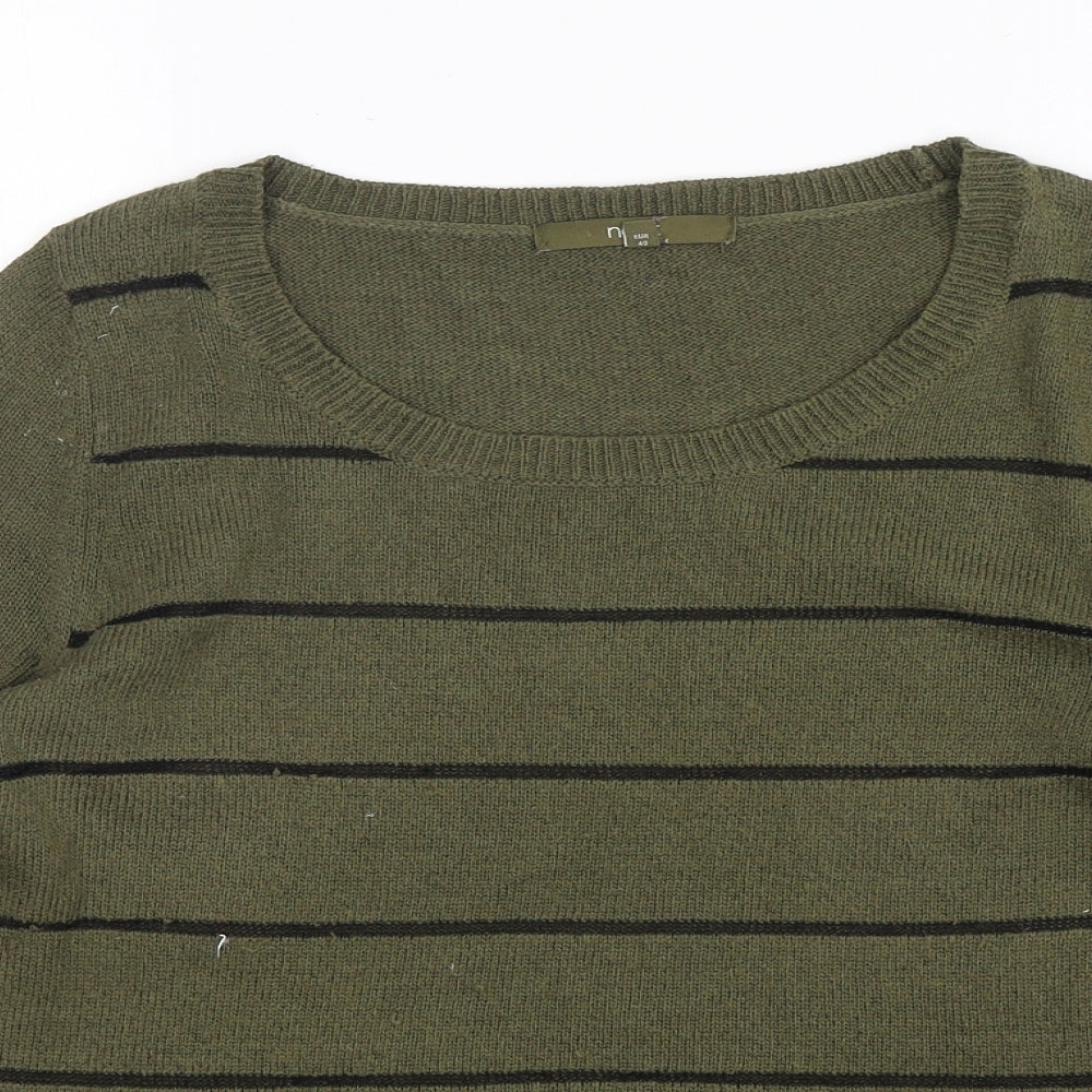 NEXT Womens Green Round Neck Striped Acrylic Pullover Jumper Size 12
