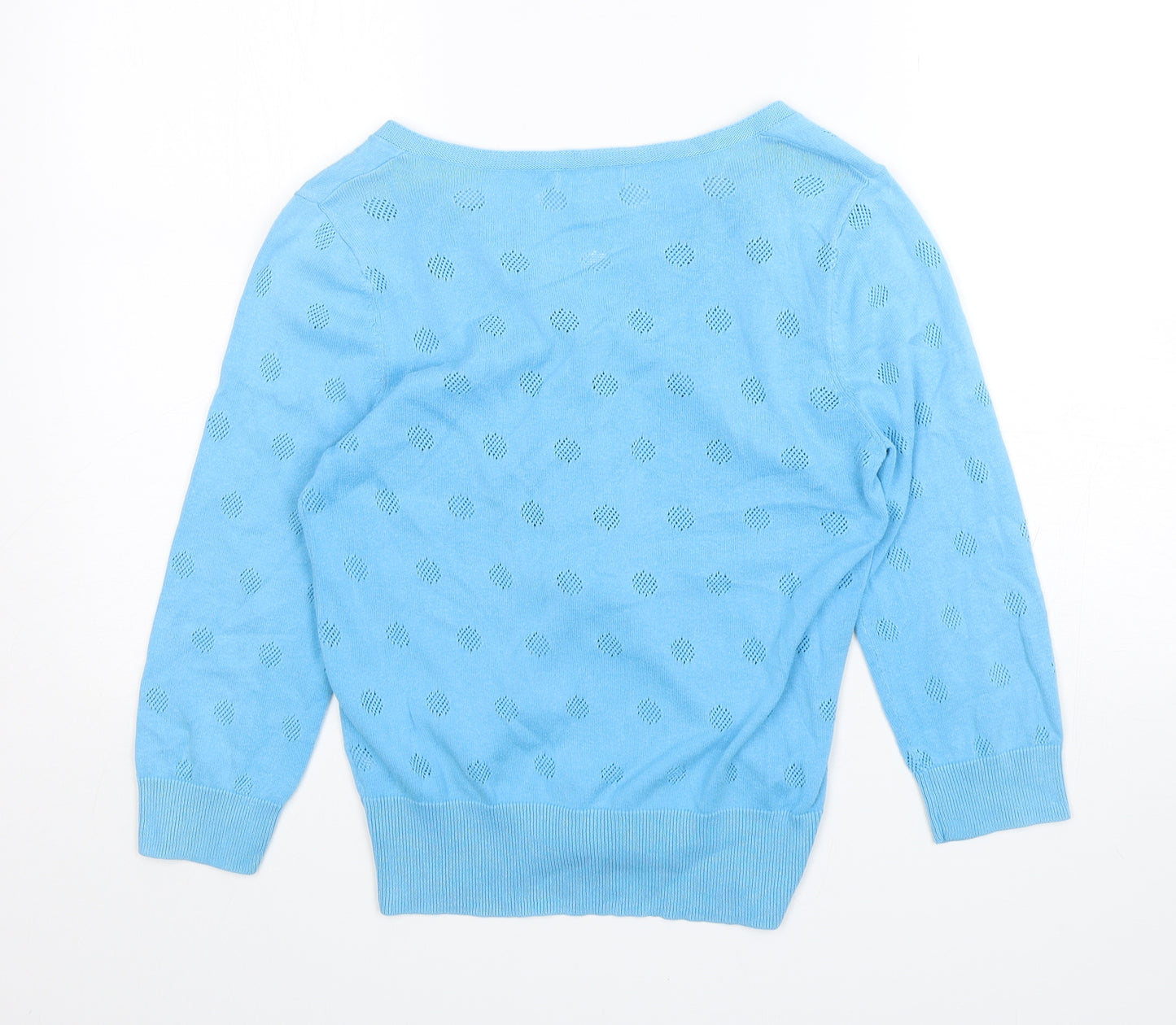 Monsoon Womens Blue V-Neck  Cotton Cardigan Jumper Size 10
