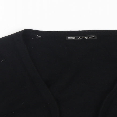 M&S Womens Black V-Neck  Cashmere Cardigan Jumper Size 12