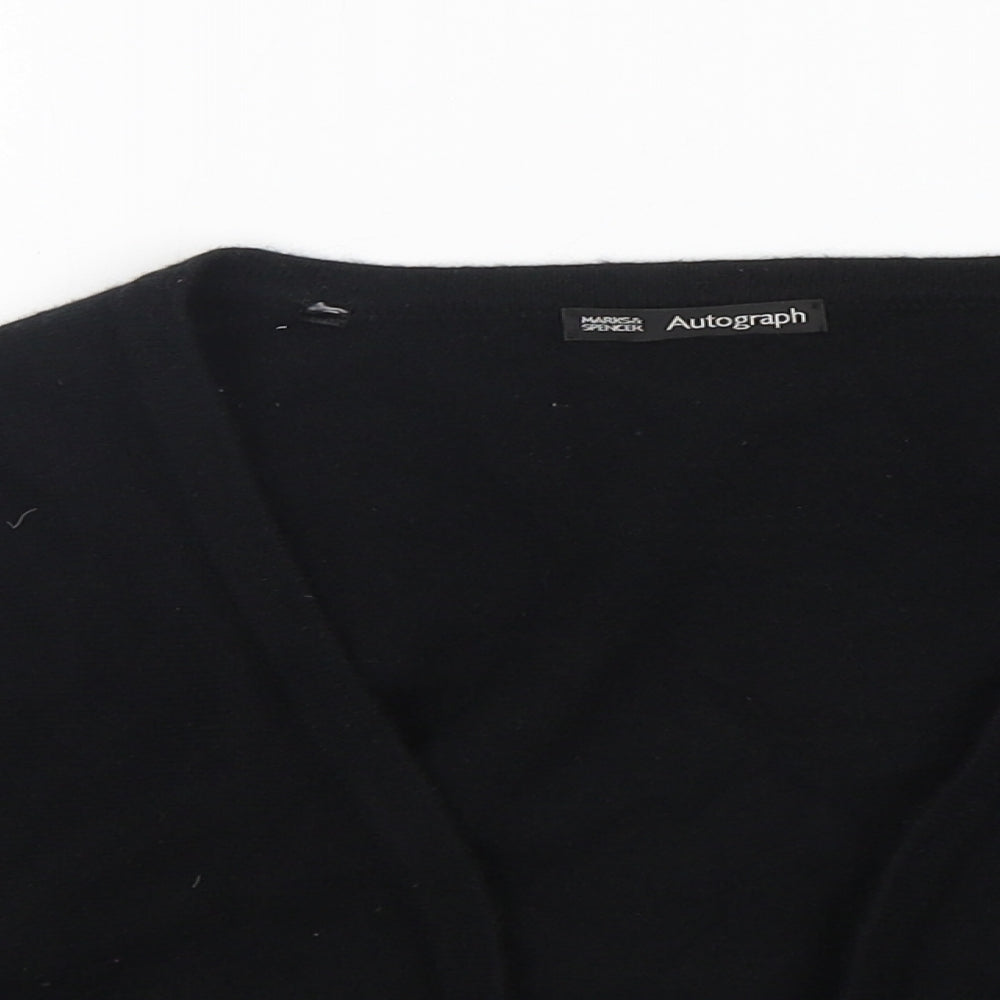 M&S Womens Black V-Neck  Cashmere Cardigan Jumper Size 12