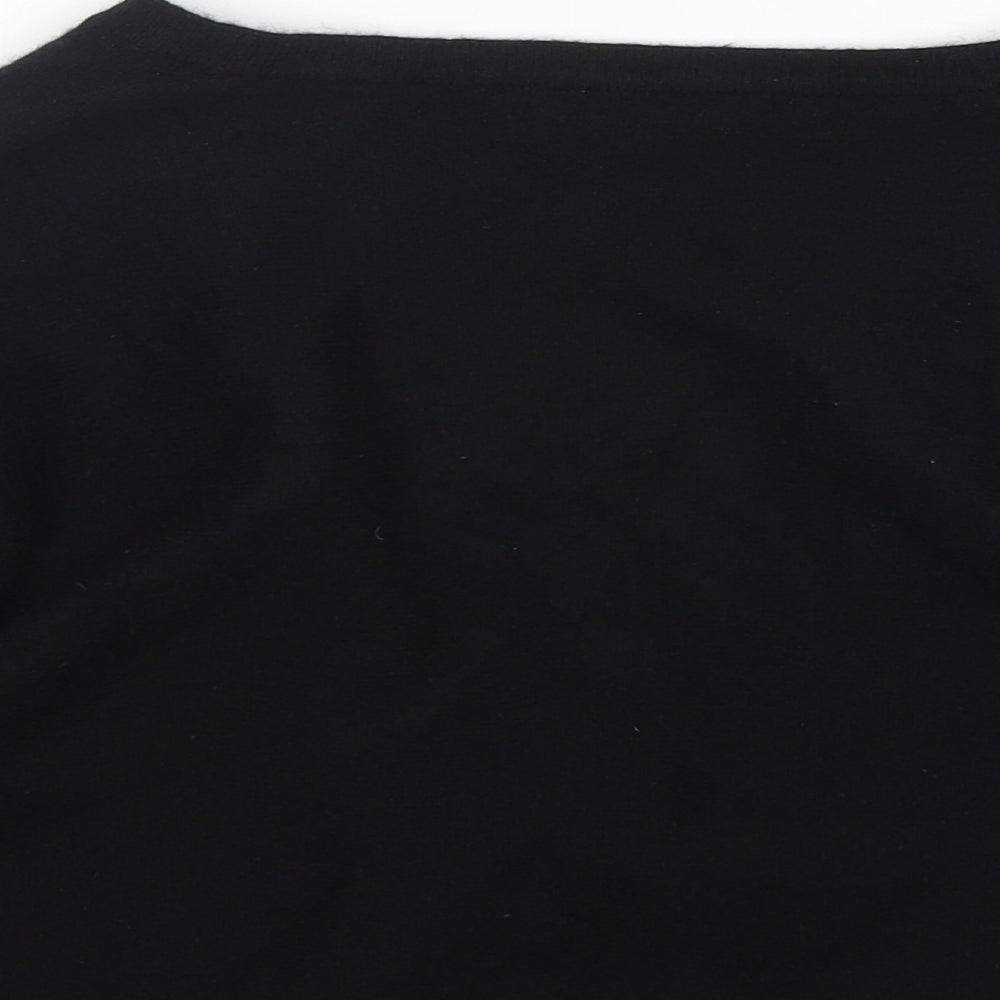 M&S Womens Black V-Neck  Cashmere Cardigan Jumper Size 12