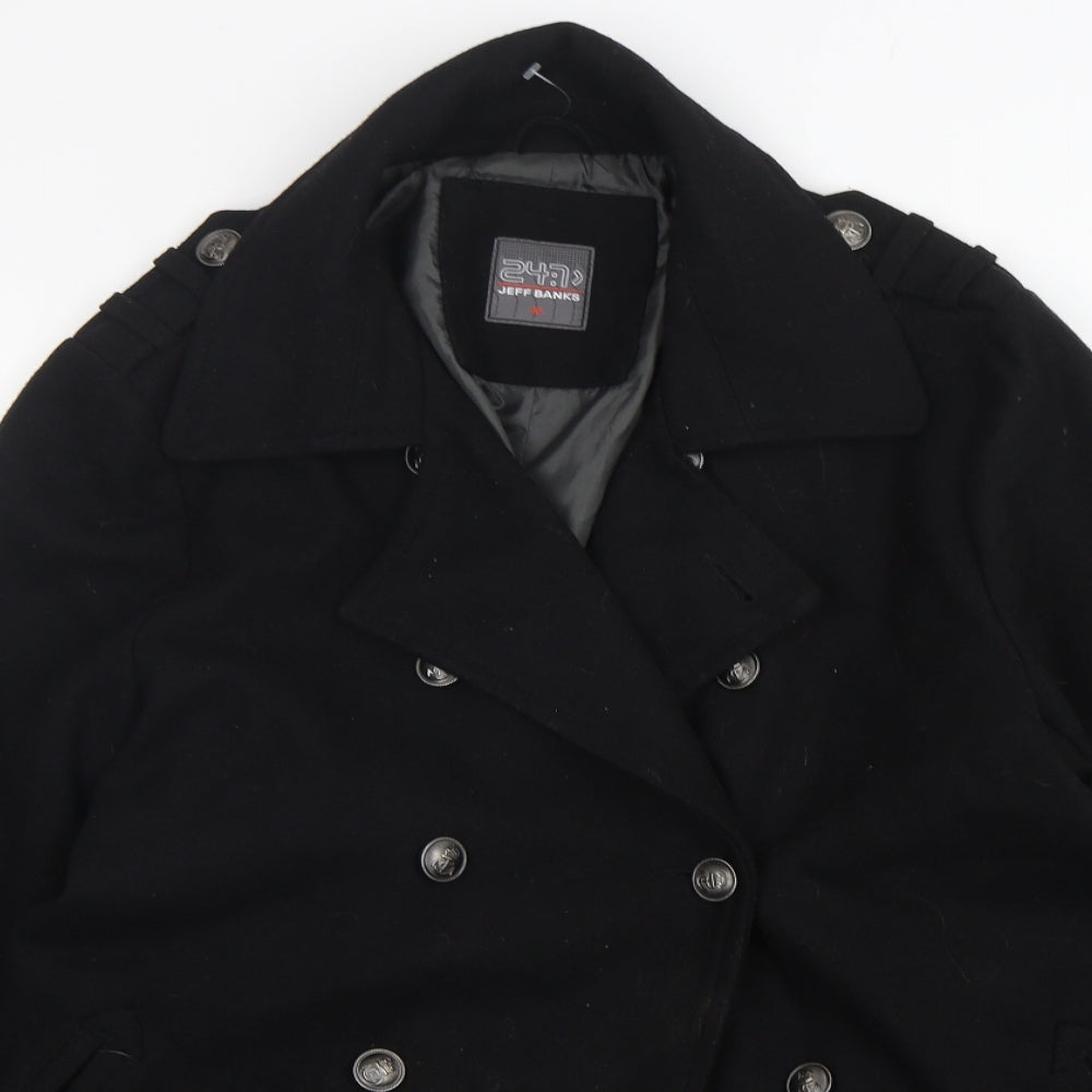 Jeff Banks Mens Black   Pea Coat Coat Size M
