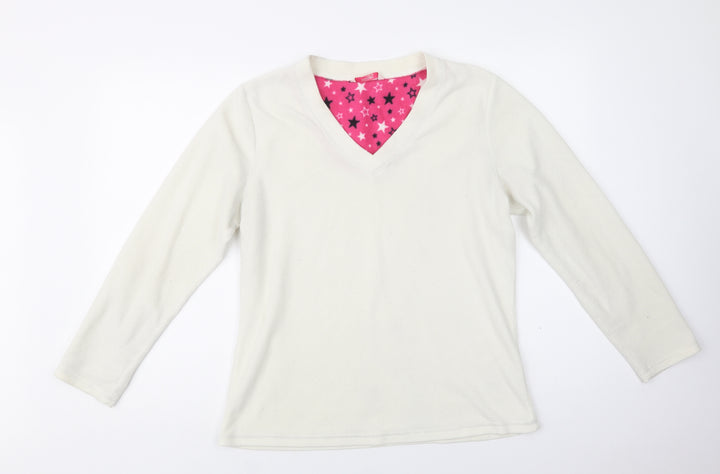 E-vie Womens Ivory Solid Polyester Top Pyjama Top Size 12