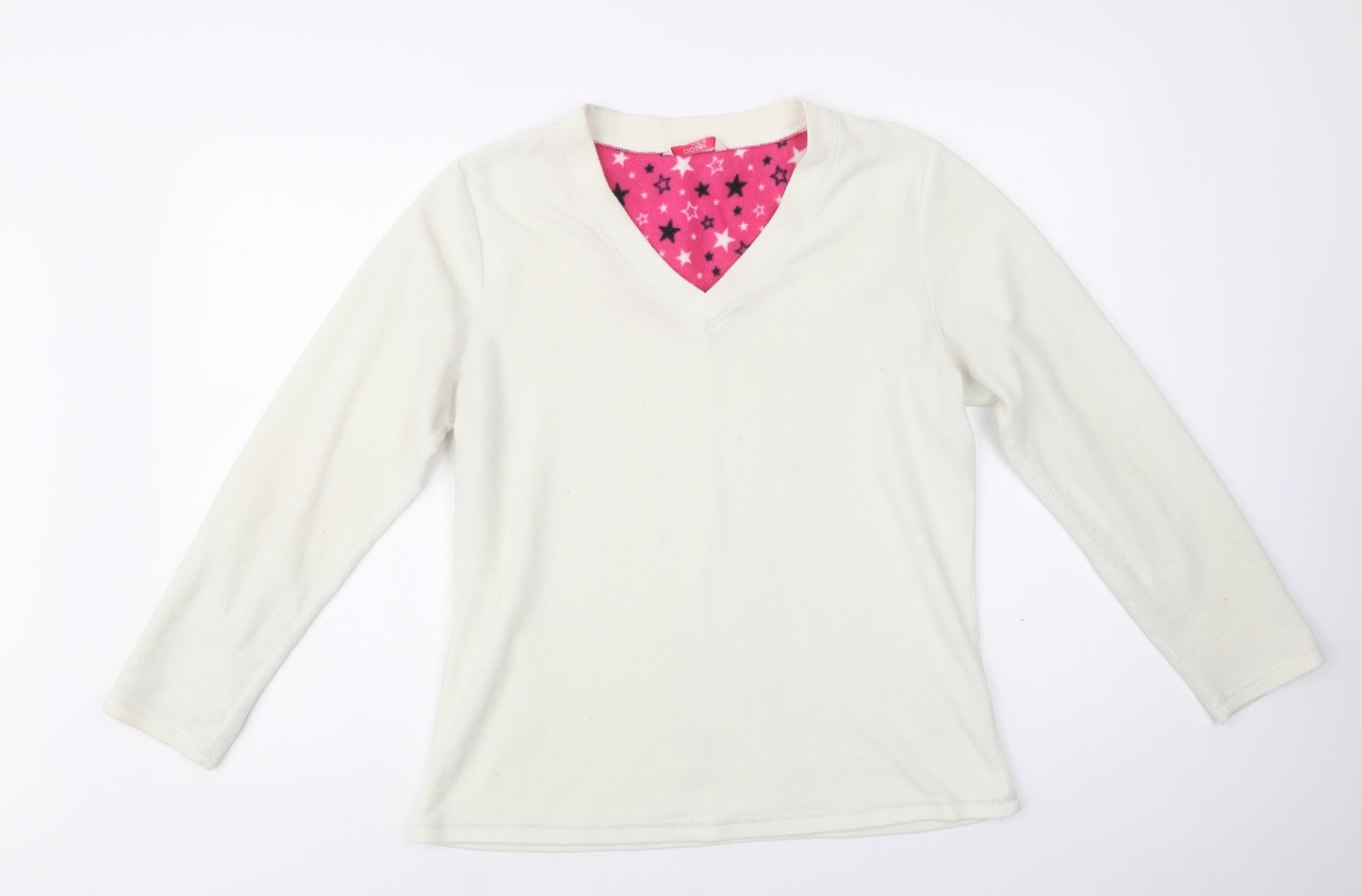 E-vie Womens Ivory Solid Polyester Top Pyjama Top Size 12
