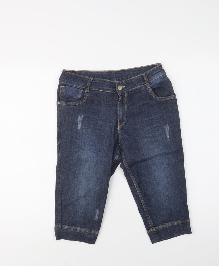 KRS Jeans Womens Blue  Cotton Chino Shorts Size M L15 in Regular Button