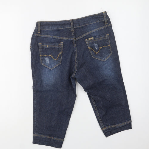 KRS Jeans Womens Blue  Cotton Chino Shorts Size M L15 in Regular Button
