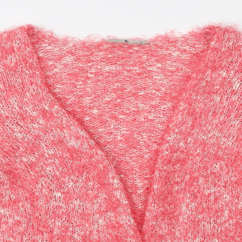 TU Womens Pink V-Neck  Acrylic Cardigan Jumper Size XL
