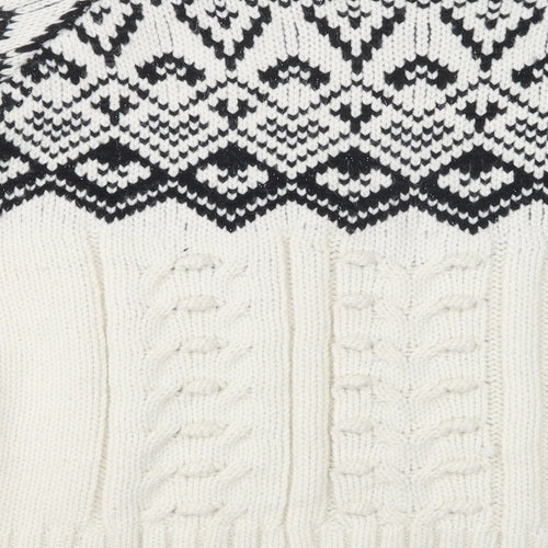 George Womens Ivory Crew Neck Fair Isle Acrylic Pullover Jumper Size XL