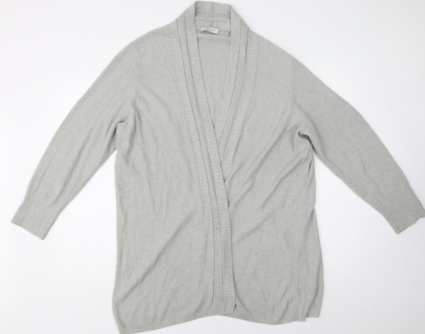 Per Una Womens Grey V-Neck  Acrylic Cardigan Jumper Size XL