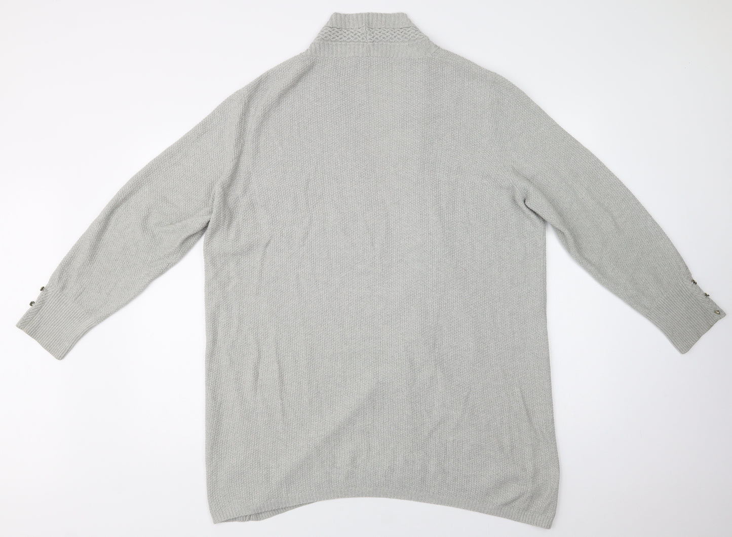 Per Una Womens Grey V-Neck  Acrylic Cardigan Jumper Size XL