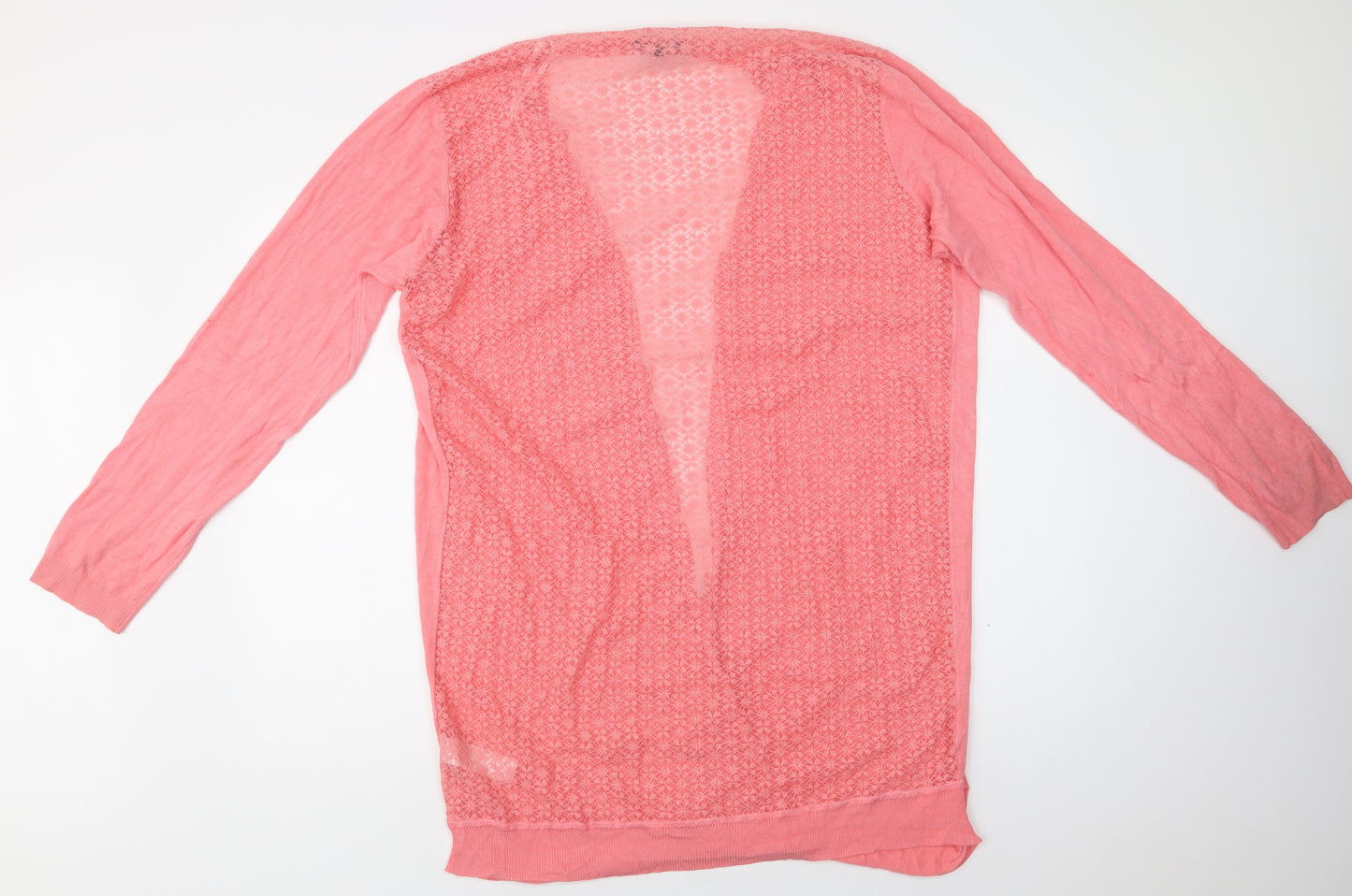 N ew Look Womens Pink V-Neck  Viscose Cardigan Jumper Size 24   - Lace Detail
