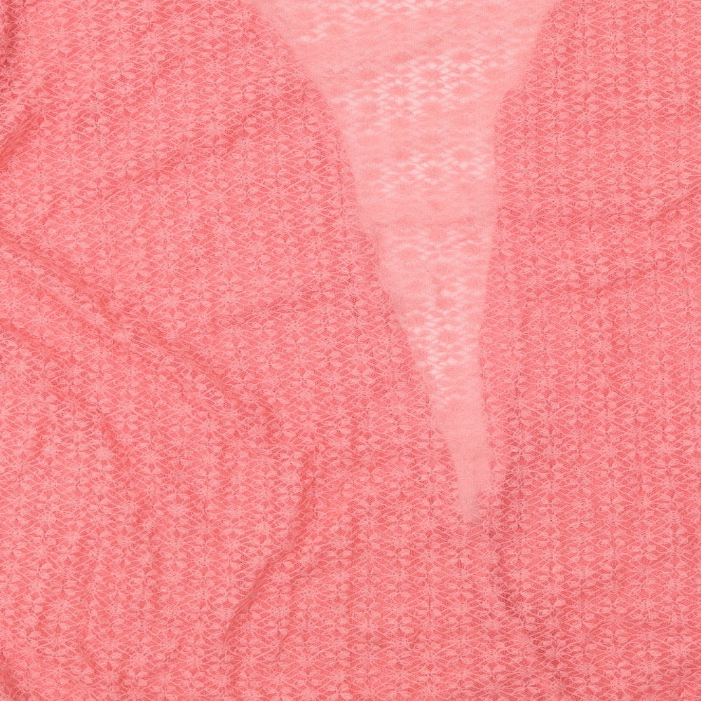 N ew Look Womens Pink V-Neck  Viscose Cardigan Jumper Size 24   - Lace Detail
