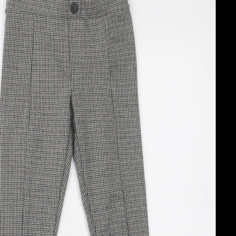 Zara Girls Grey Check  Jegging Trousers Size 9 Years  Regular