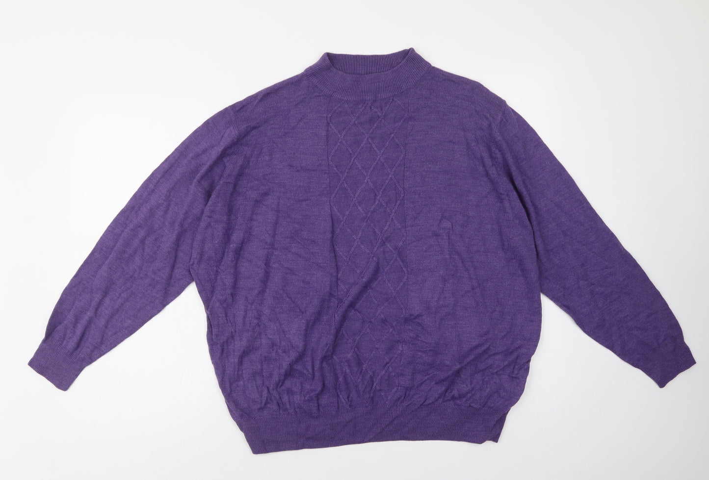 Honor Millburn Womens Purple Mock Neck  Acrylic Pullover Jumper Size 22