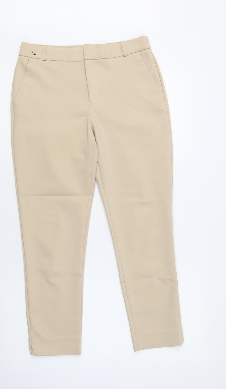 New Look Womens Beige  Cotton Dress Pants Trousers Size 8 L26 in Regular Hook & Loop
