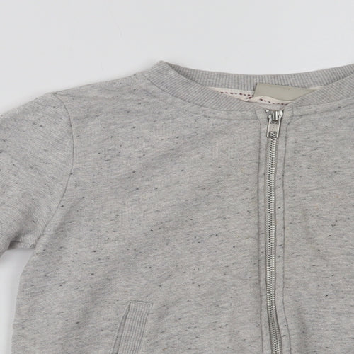 NEXT Girls Grey Striped Cotton Full Zip Sweatshirt Size 9 Years  Zip